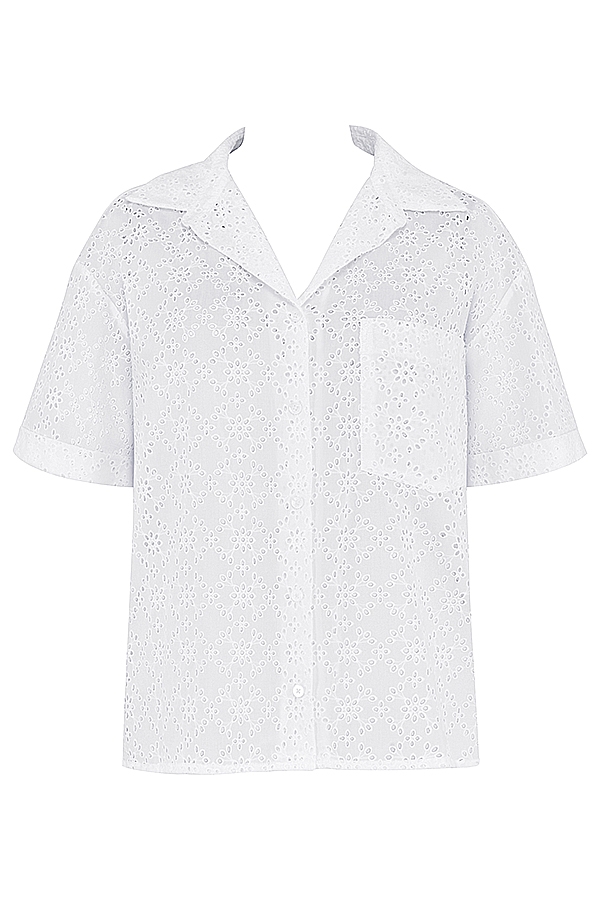Carrie-White Broderie Anglaise Shirt