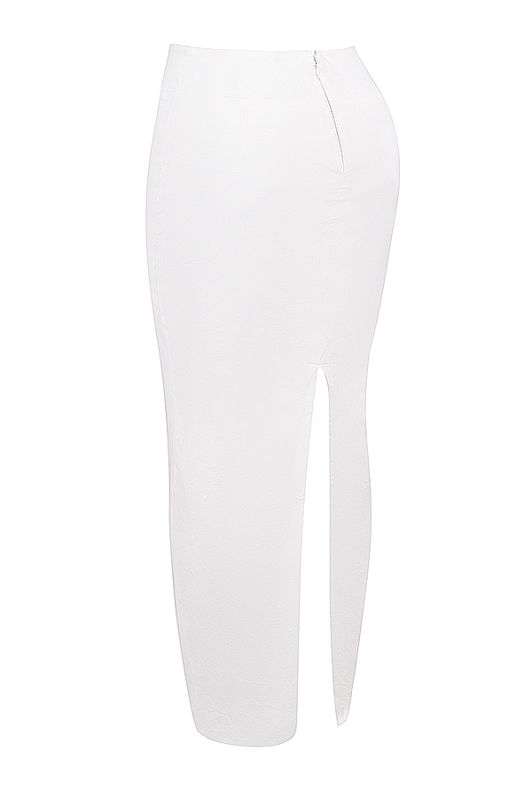 Eden-White Cotton Twill Maxi Skirt