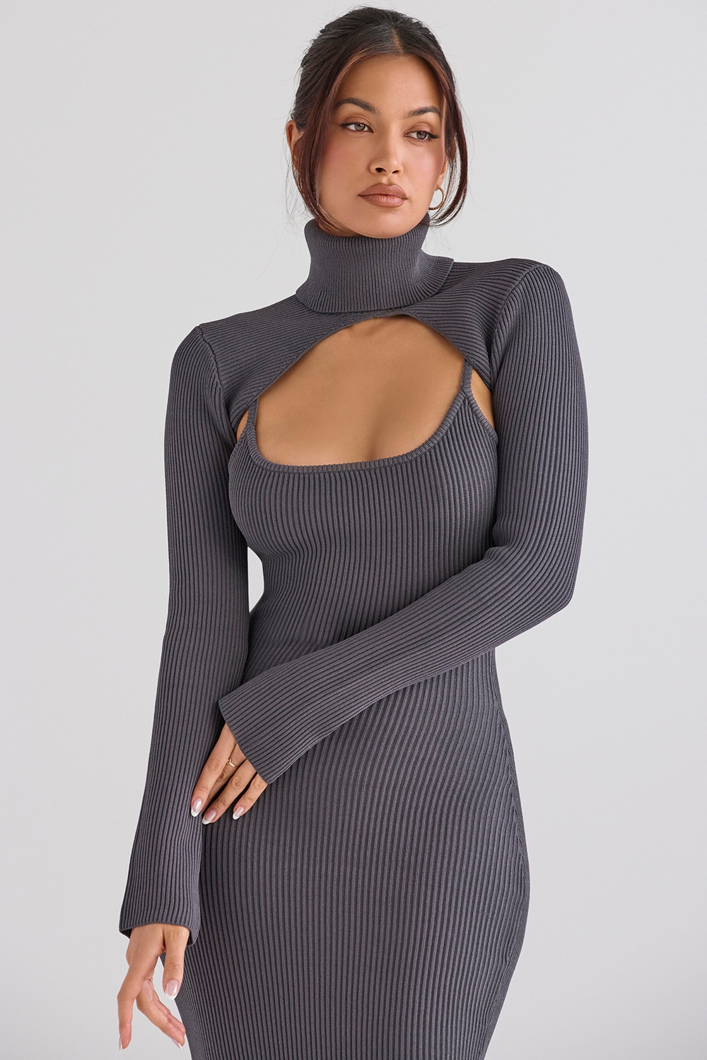 Meliora-Charcoal Knit Midi Dress - SALE