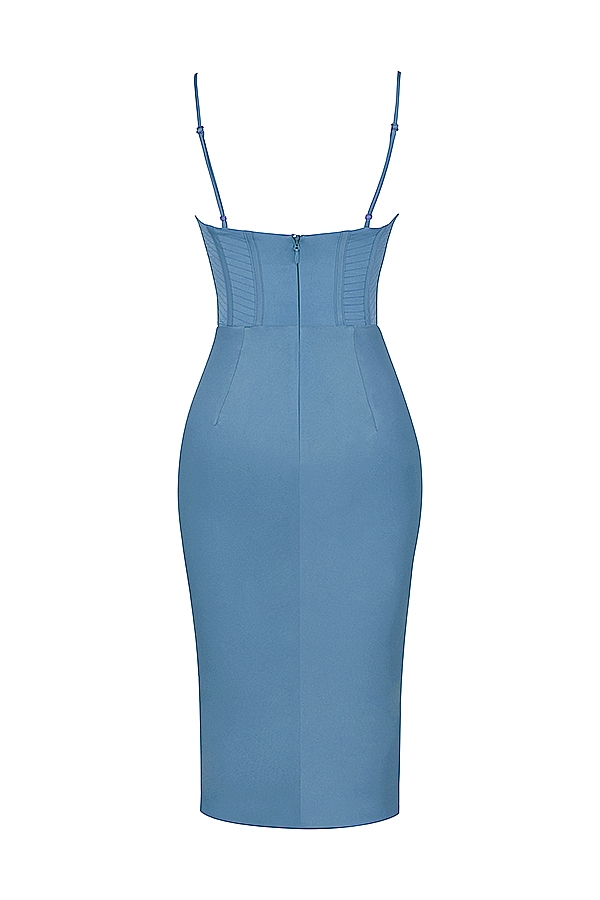 Myrna-Aegean Blue Corset Midi Dress