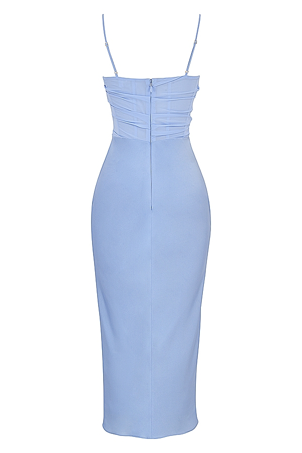 Teia-Sky Draped Corset Midi Dress