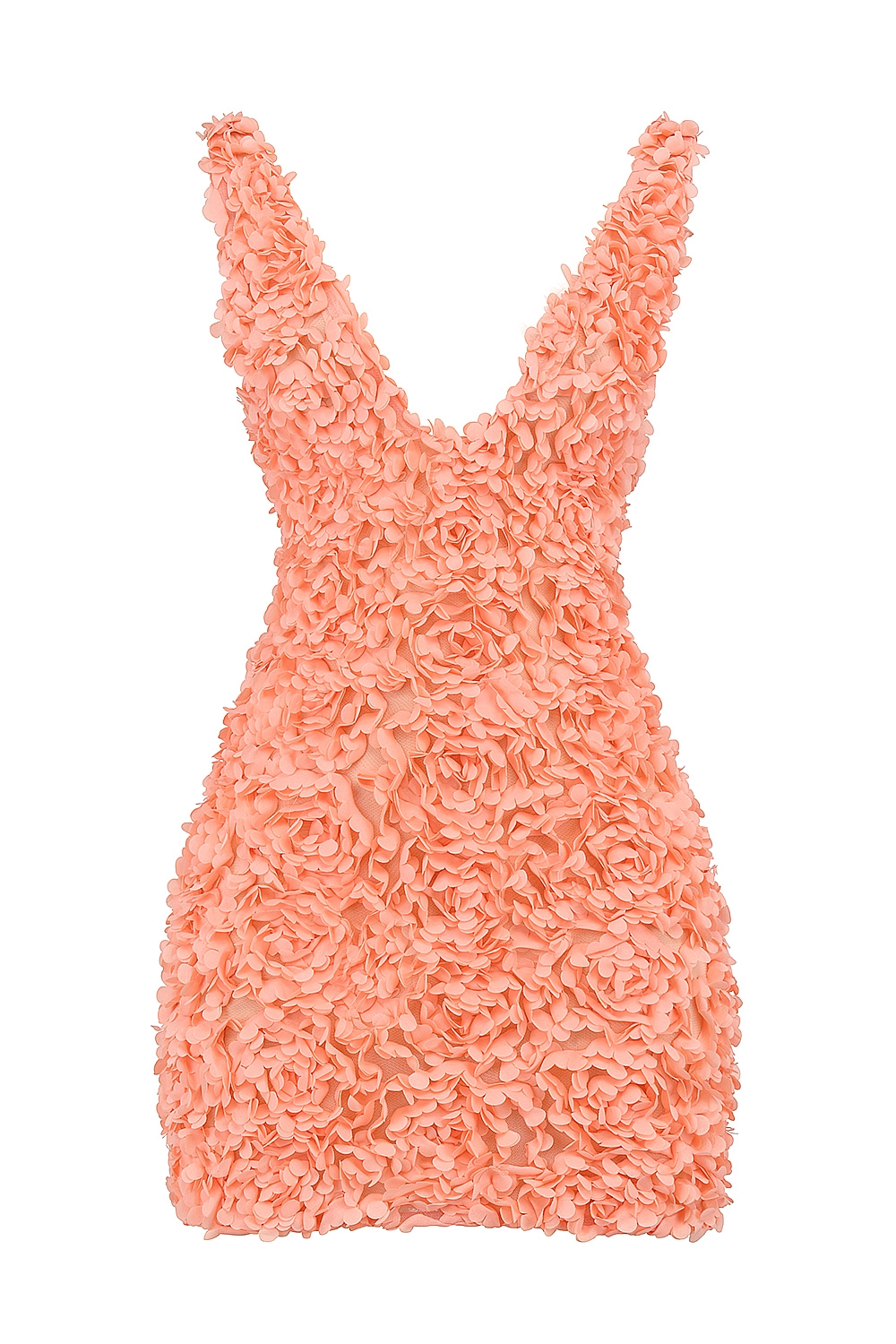 Faena-Sorbet Plunge Floral Appliqué Mini Dress