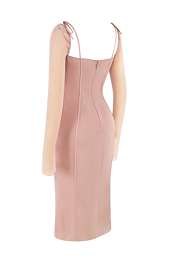 Ophelia-Blush Cutout Midi Dress