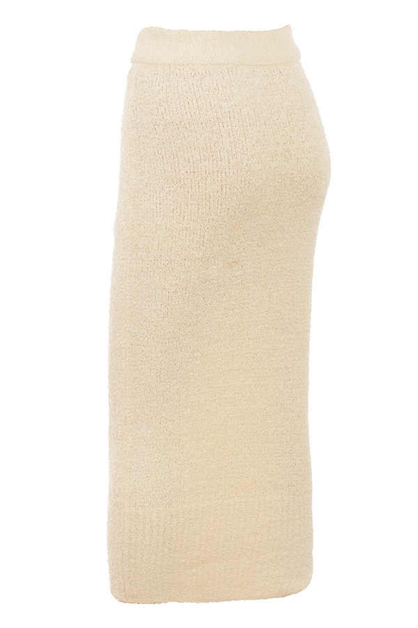 Mishka-Cream Soft Boucle Knit Midi Skirt - SALE