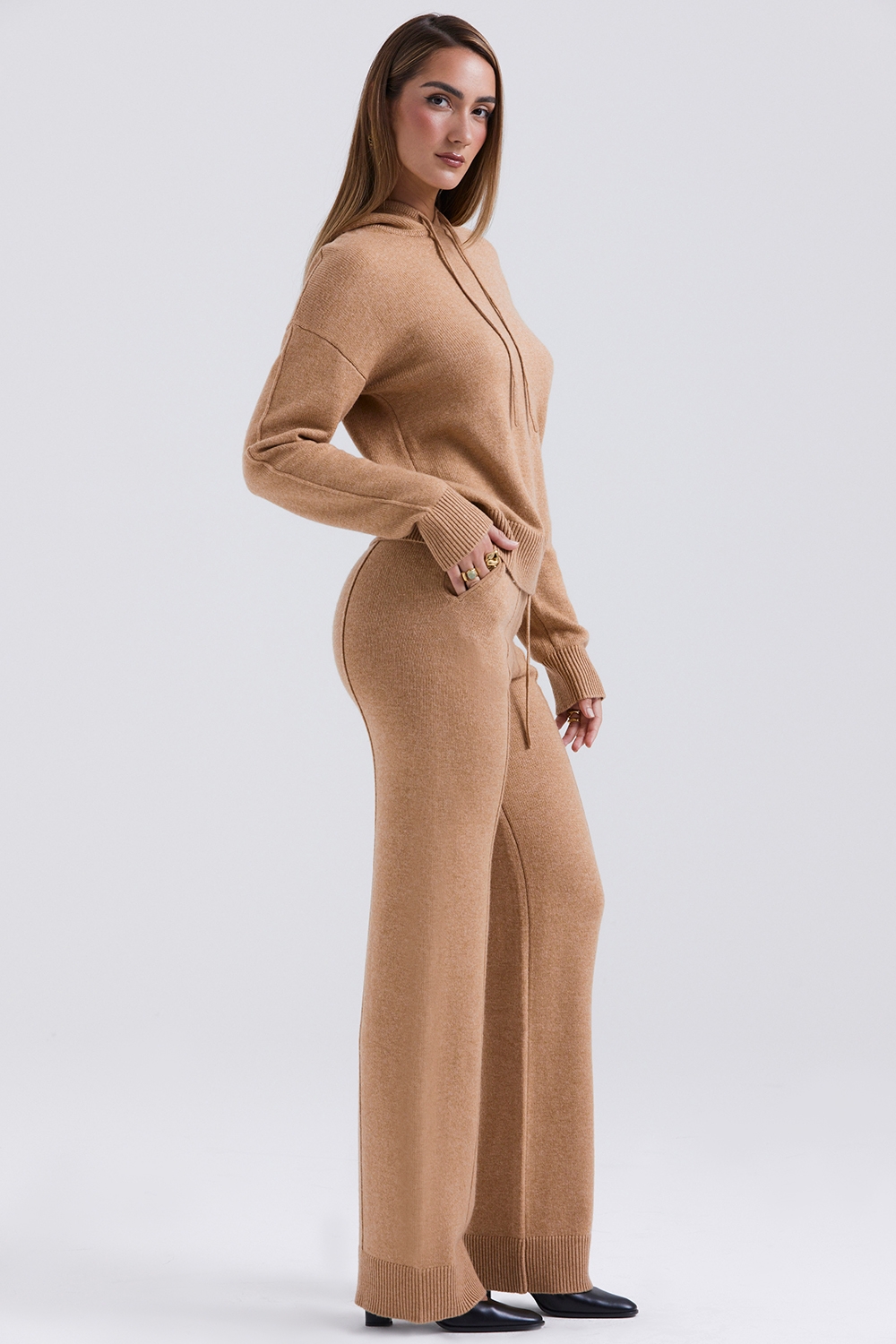 Yalina-Camel Cashmere Blend Trousers - SALE