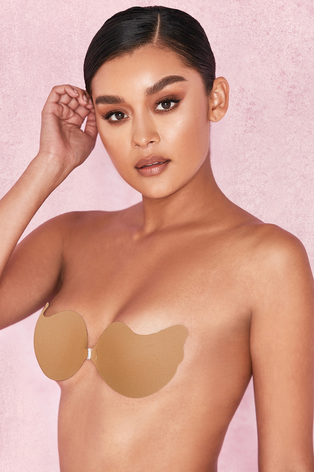 V-Front Fastening Moulded Microfibre  Bra - Caramel