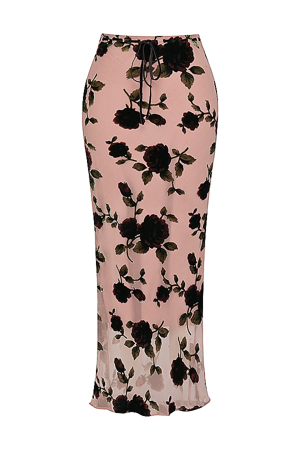 Imaan-Dusty Pink Devore Maxi Skirt