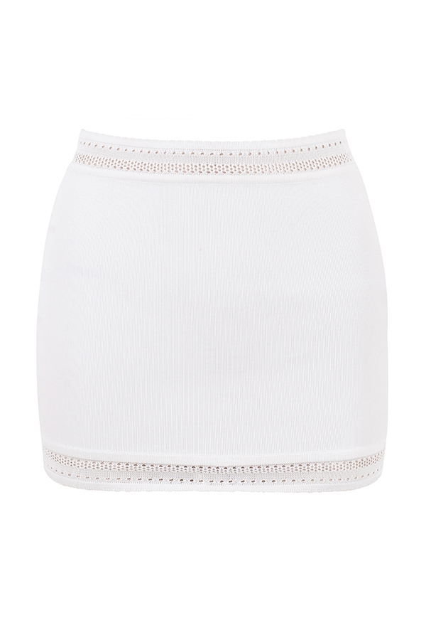 Sarelle-Ivory Dainty Knit Mini Skirt