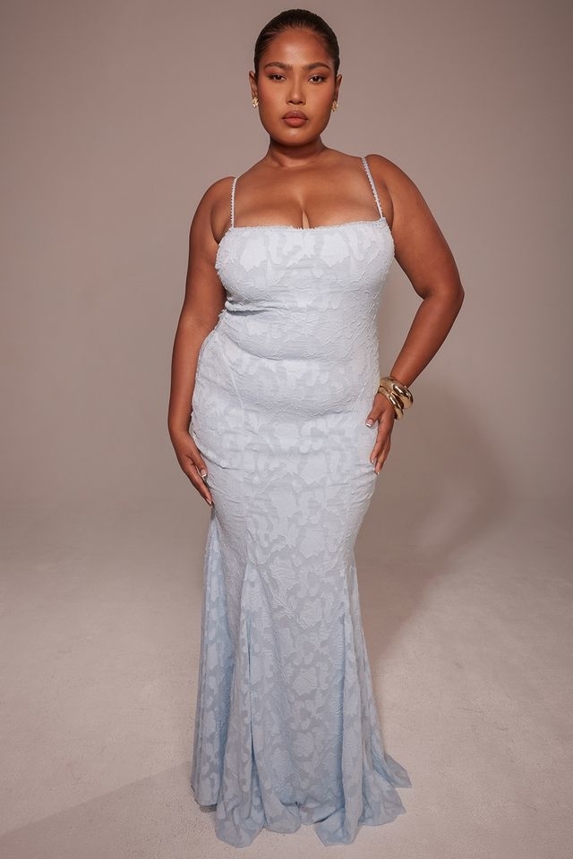 Joan-Bluebell Lace Up Back Maxi Dress