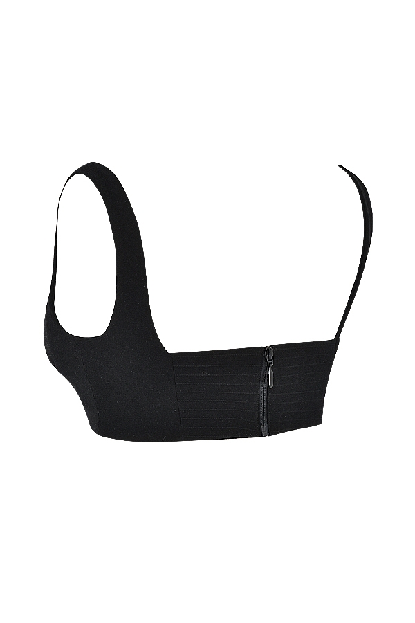 Luciana-Black Pleated Bandeau Top