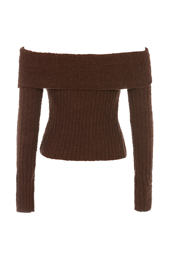 Saffron-Chocolate Soft Boucle Knit Top - SALE
