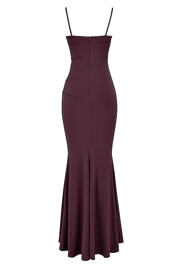 Milena-Dark Cherry Corset Maxi Dress
