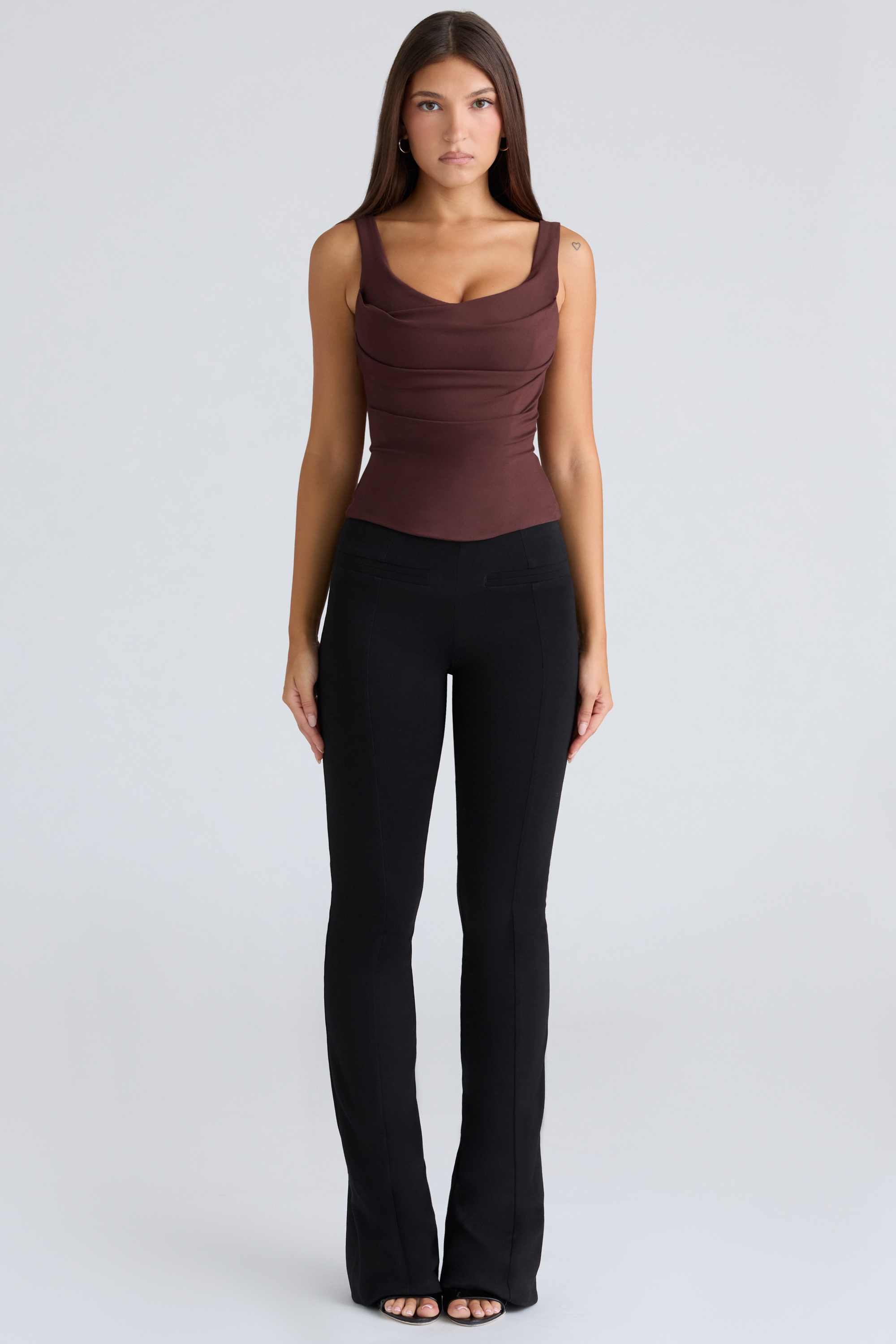 The Drape Neck-Chocolate Corset Top