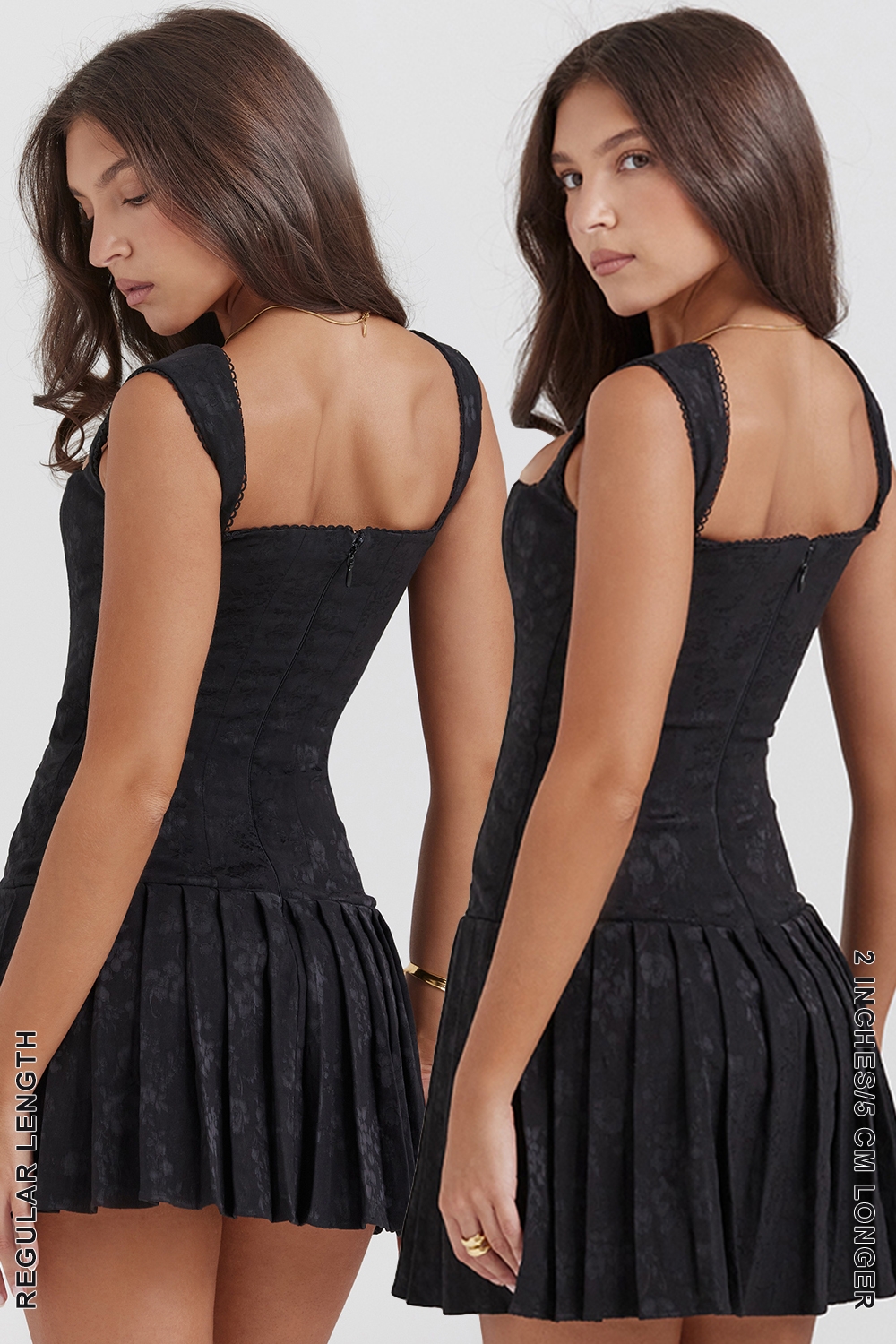 Talia-Black Pleated Mini Dress