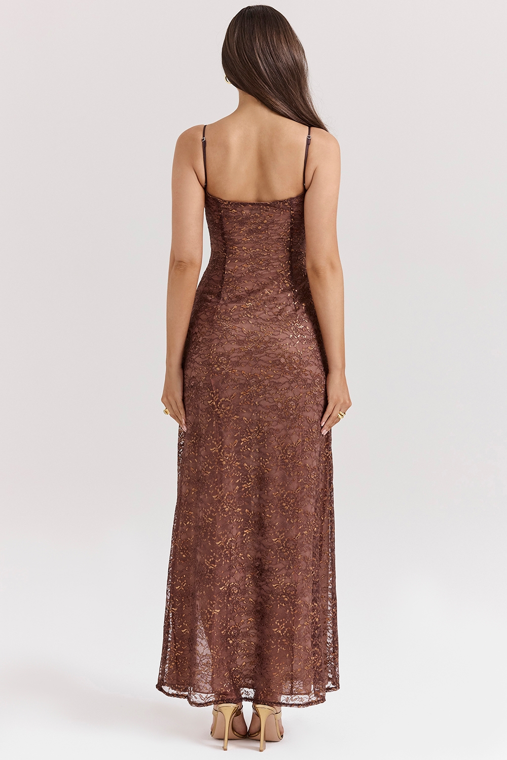 Lucianna-Espresso Lace Maxi Dress