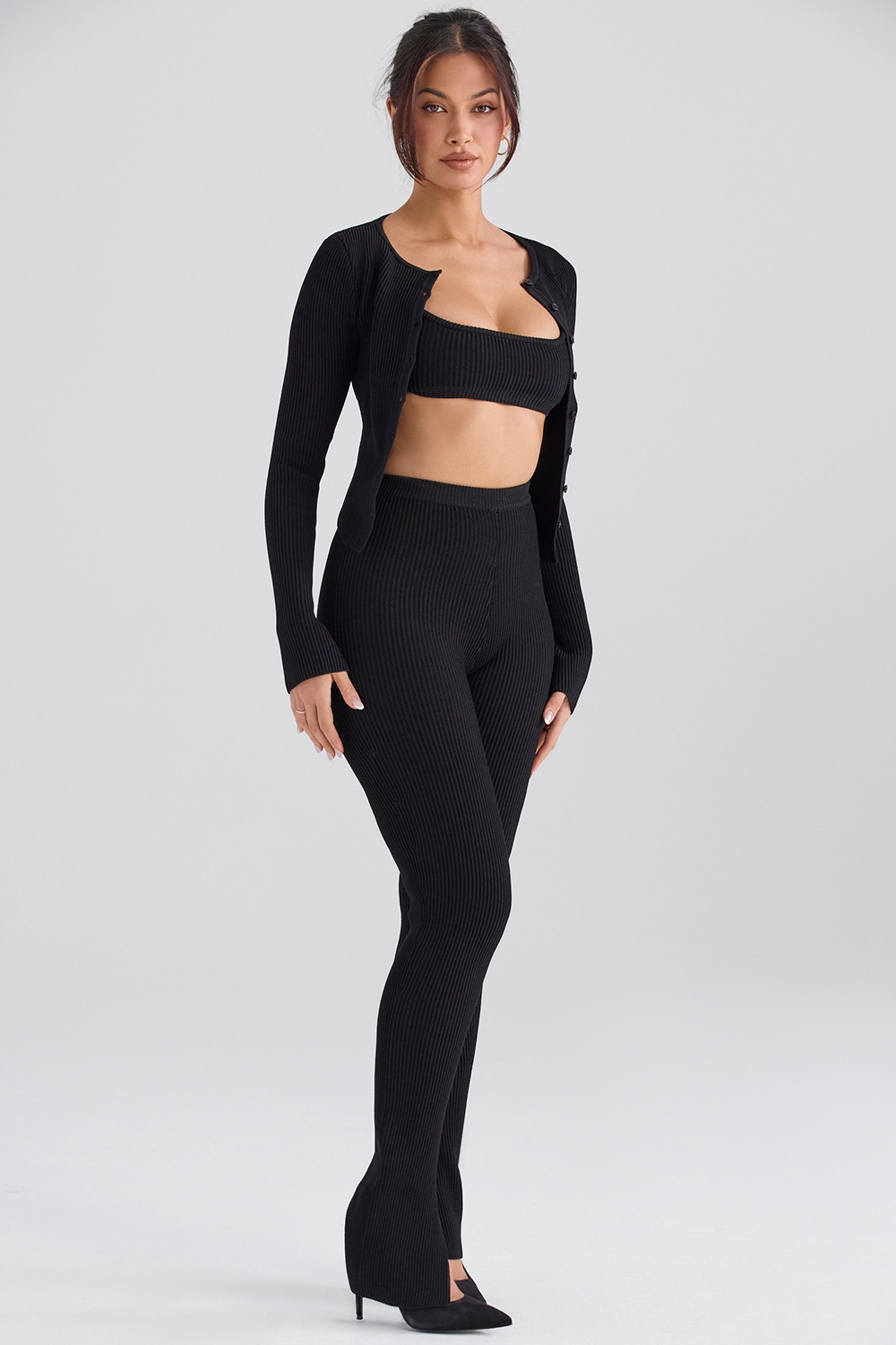 Mitzi-Black Ribbed Knit Leggings - SALE
