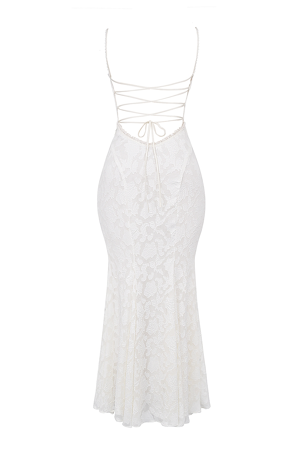 Joan-Ivory Lace Up Back Maxi Dress