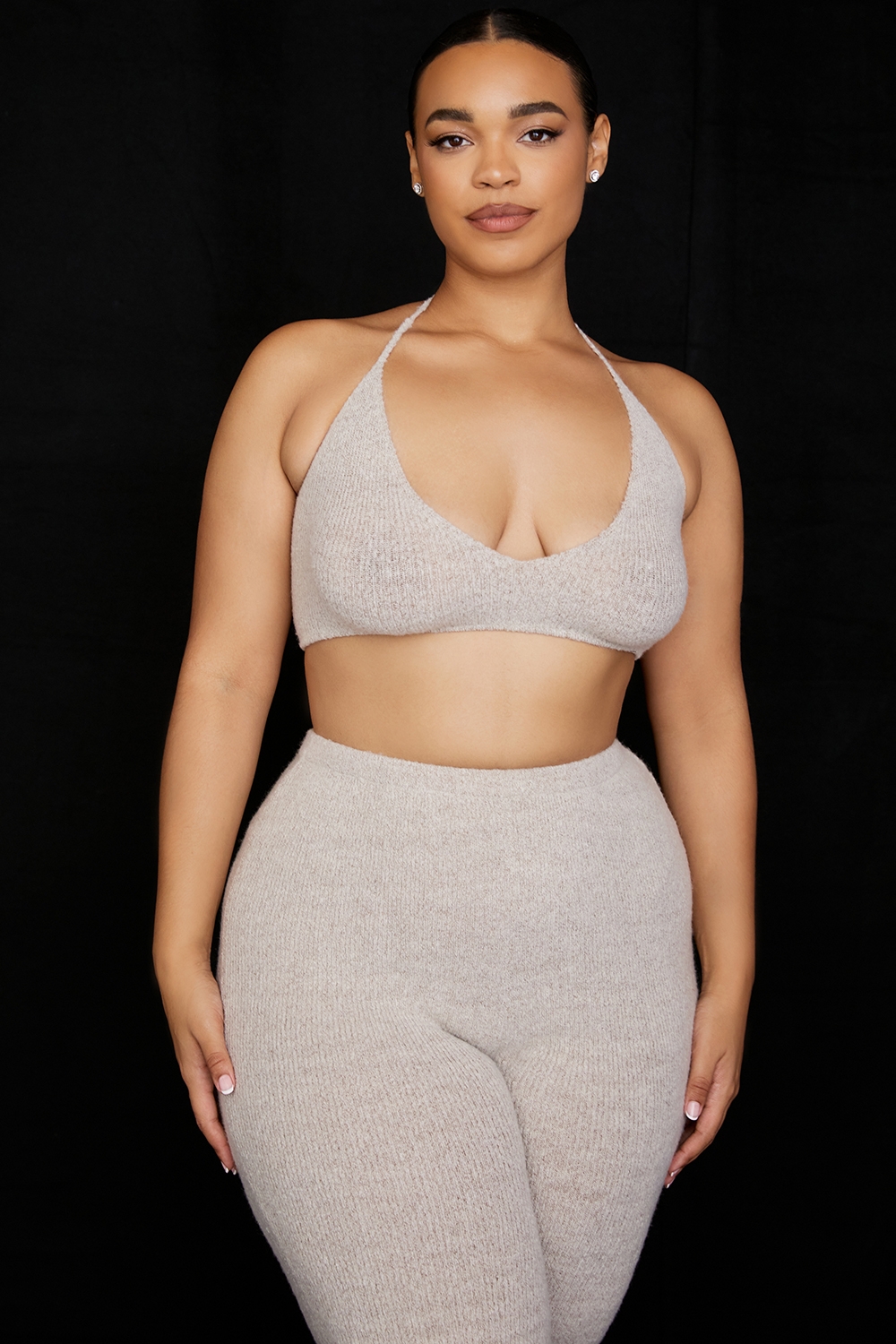 Jolene-Oatmeal Ribbed Knit Bralette - SALE
