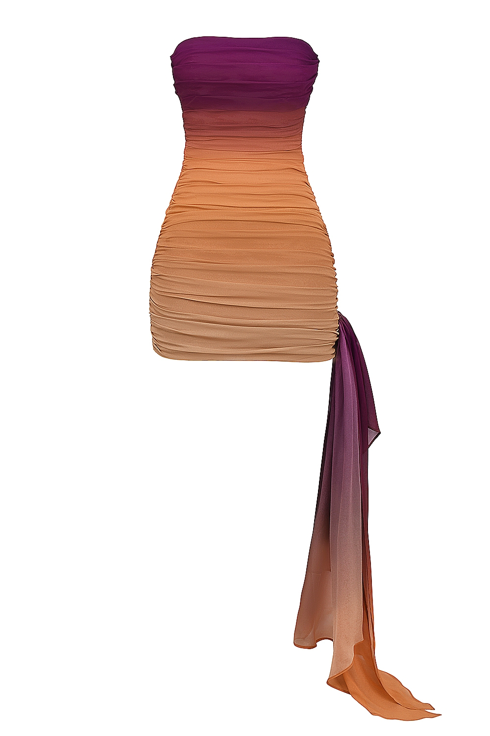 Sofie-Ombre Mesh Strapless Mini Dress