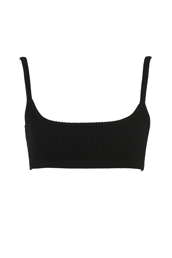 Mischa-Black Ribbed Knit Bralette - SALE