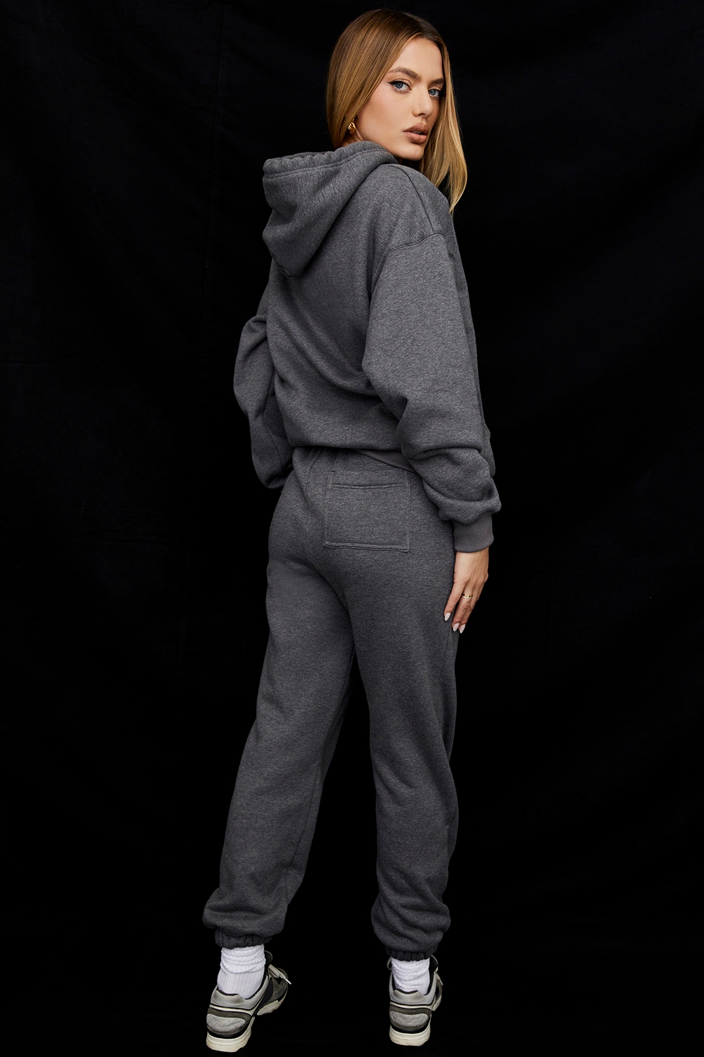 Sky-Dark Grey Fleece Back Jogging Trousers