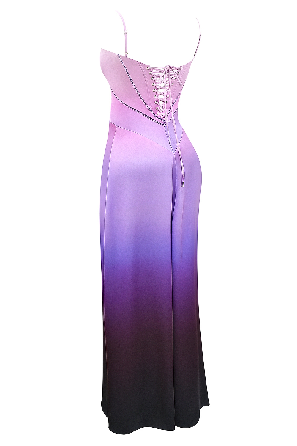 Anabella-Ombre Print Lace Up Maxi Dress