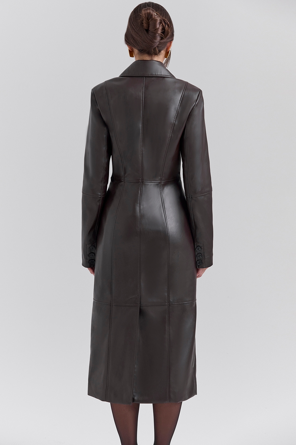 Marcel-Brown Faux Fur Trimmed Vegan Leather Coat