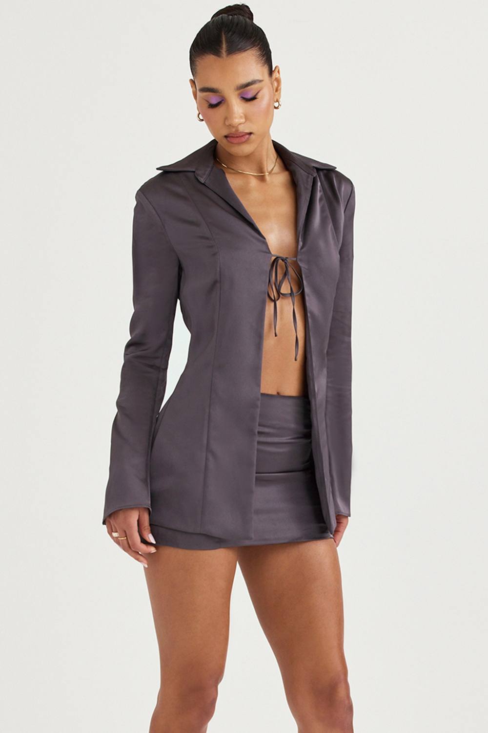 Catalina-Shadow Satin A-Line Mini Skirt