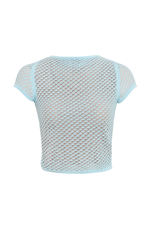 Mistress Rocks Seafoam Knit Open Back Ruffle Top - SALE
