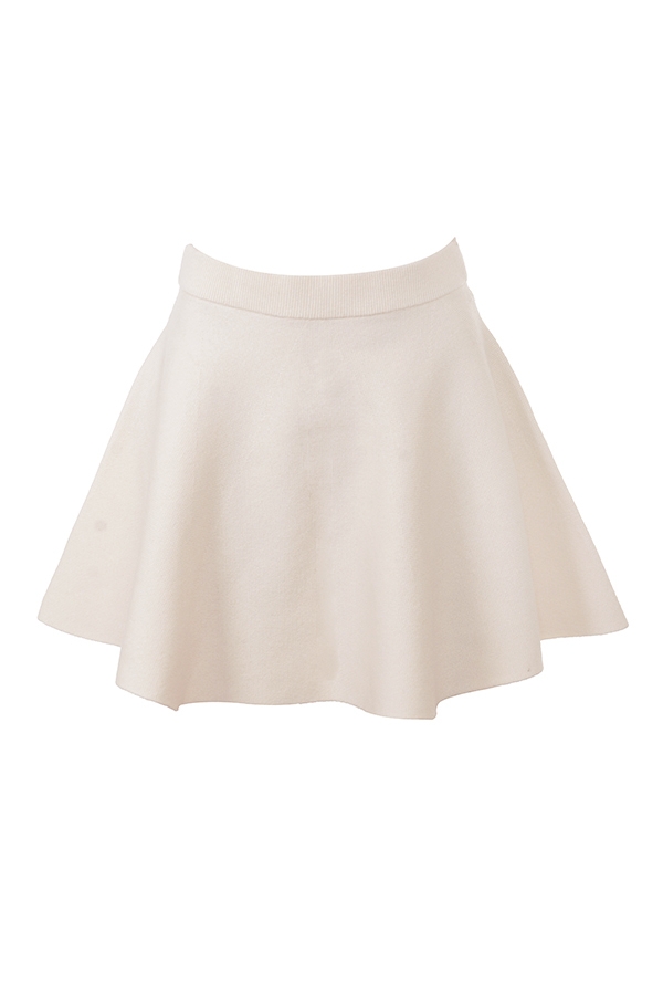 Rosina-Cream Wool Cashmere Flounce Mini Skirt