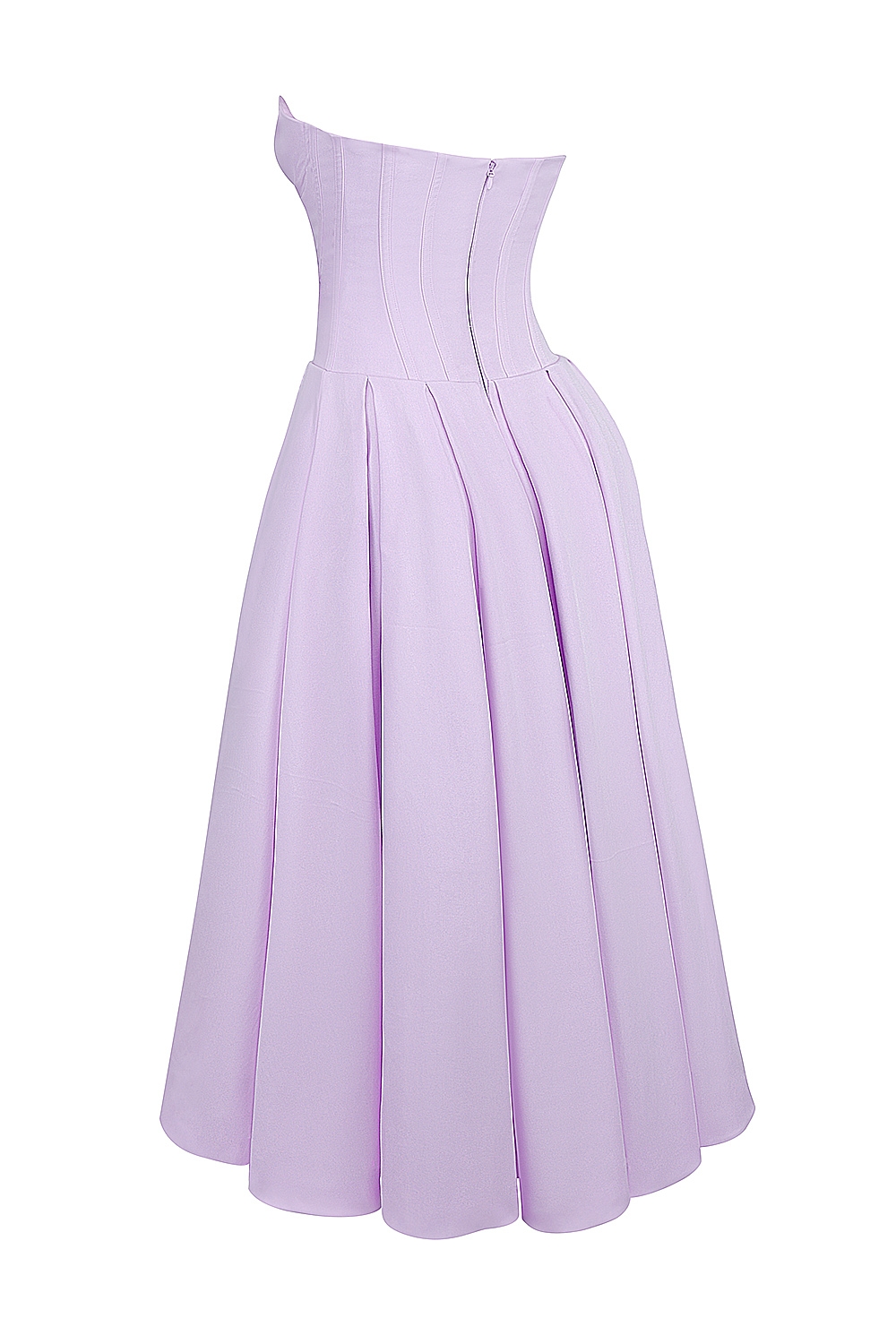 Lady-Orchid Twill Strapless Tulle Midi Dress