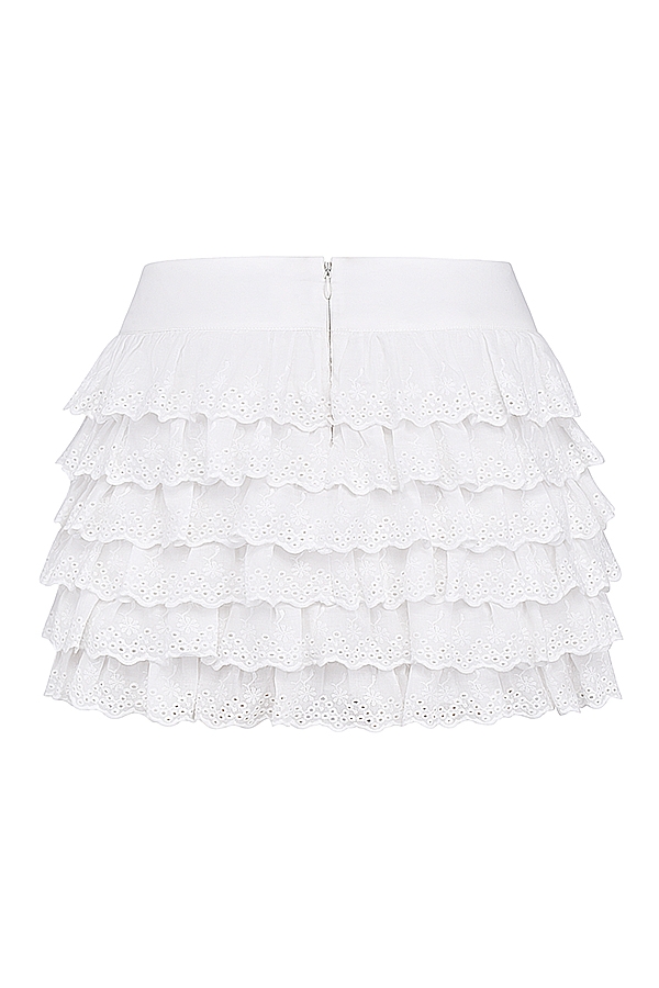 Fifi-White Layered Mini Skirt