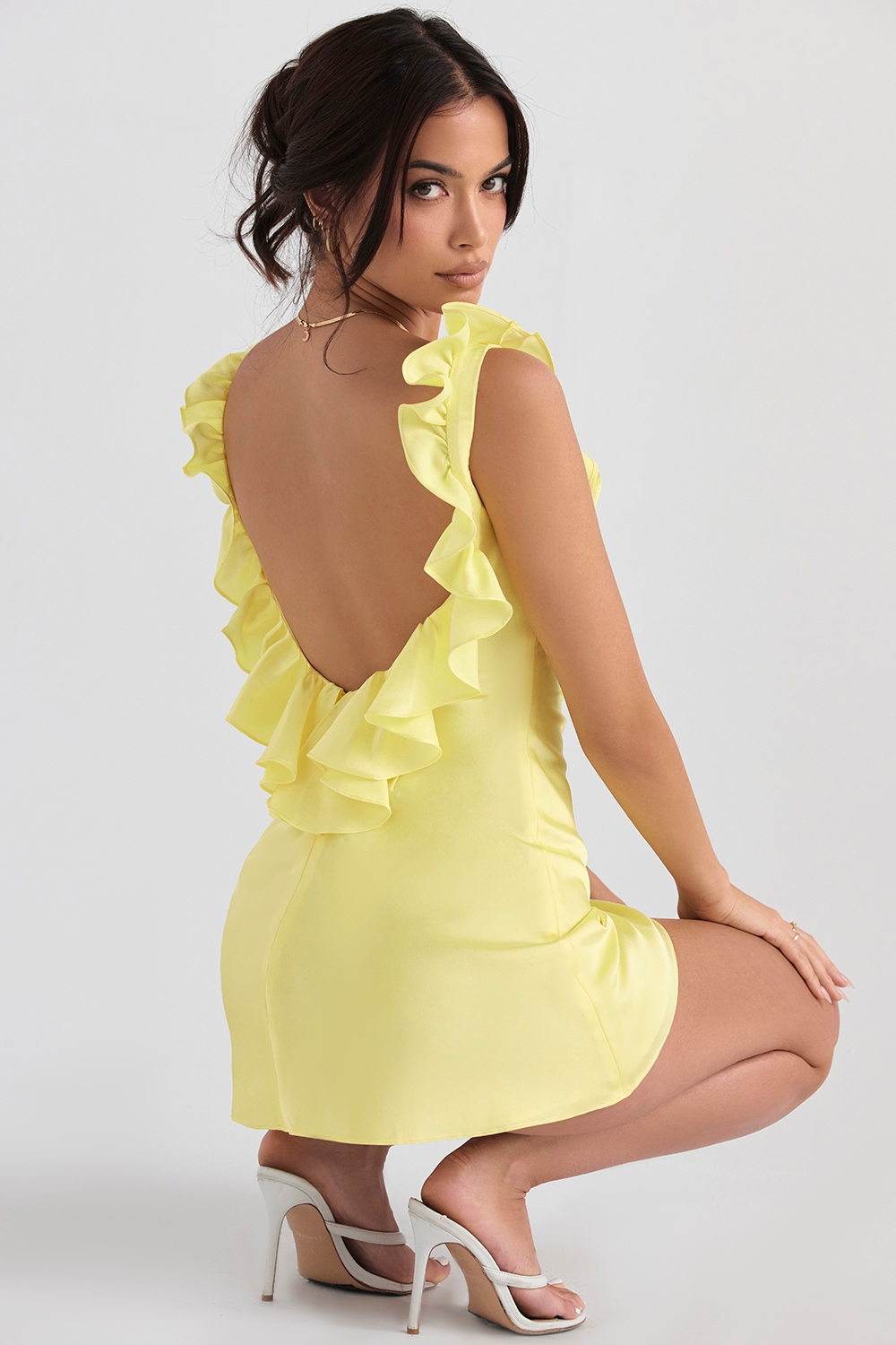 Tink-Buttercup Satin Ruffle Mini Dress