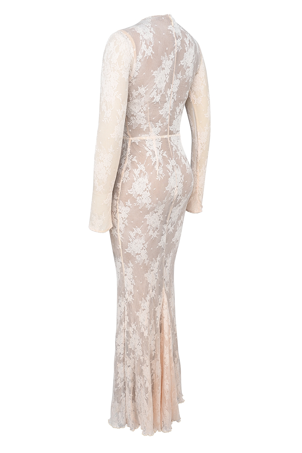 Isoline-Peach Lace Maxi Dress