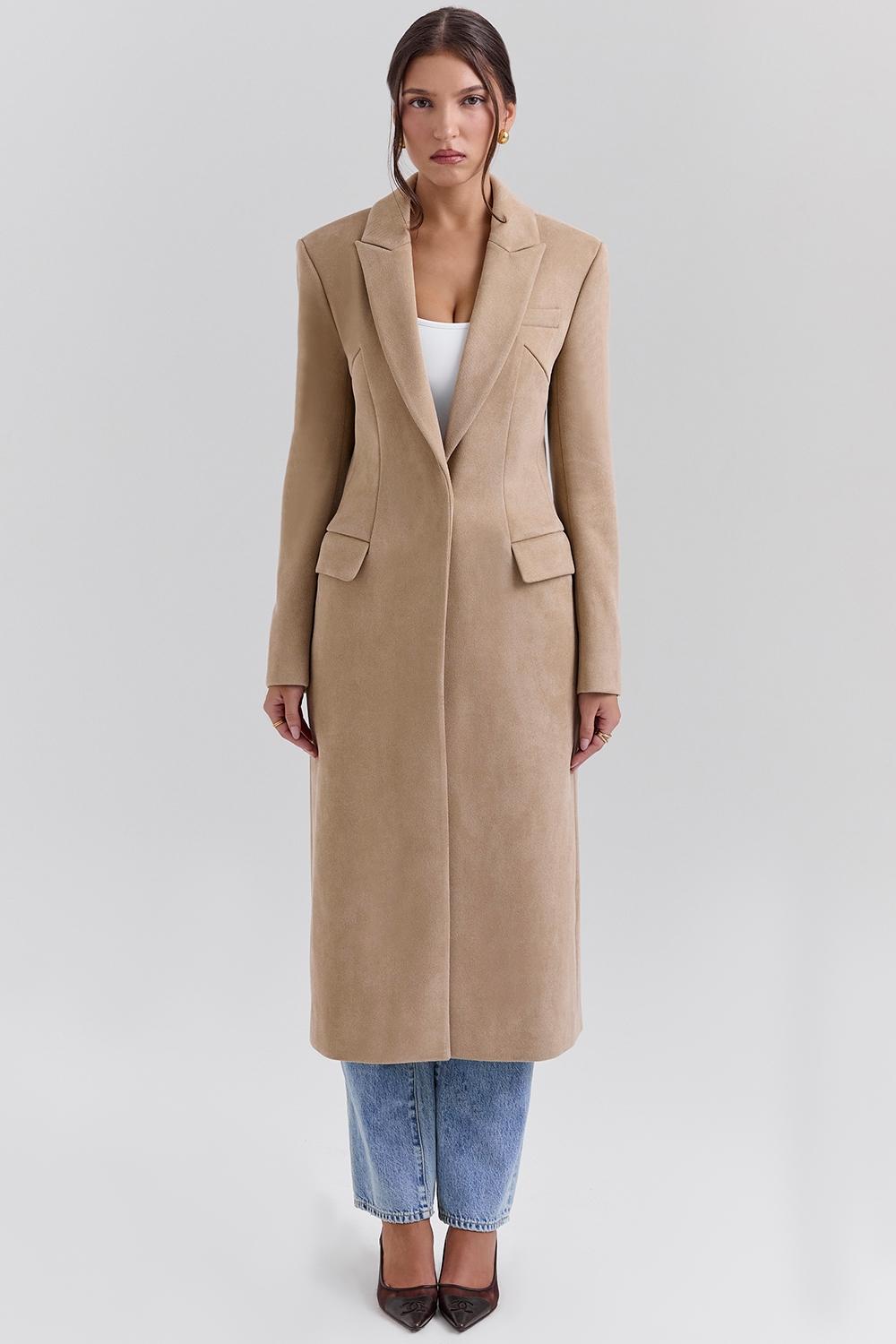 Remi-Camel Single Breasted Long Coat