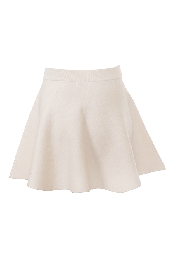Rosina-Cream Wool Cashmere Flounce Mini Skirt