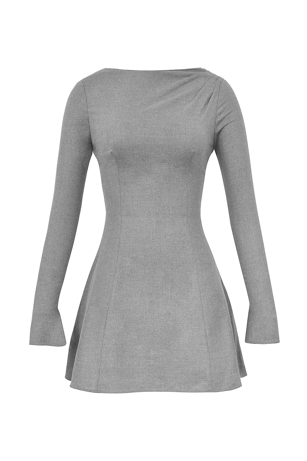 Angelique-Grey A-Line Long Sleeve Mini  Dress - SALE