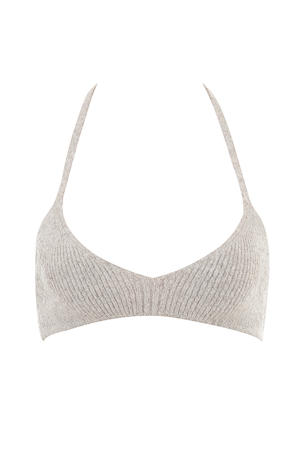 Jolene-Oatmeal Ribbed Knit Bralette - SALE