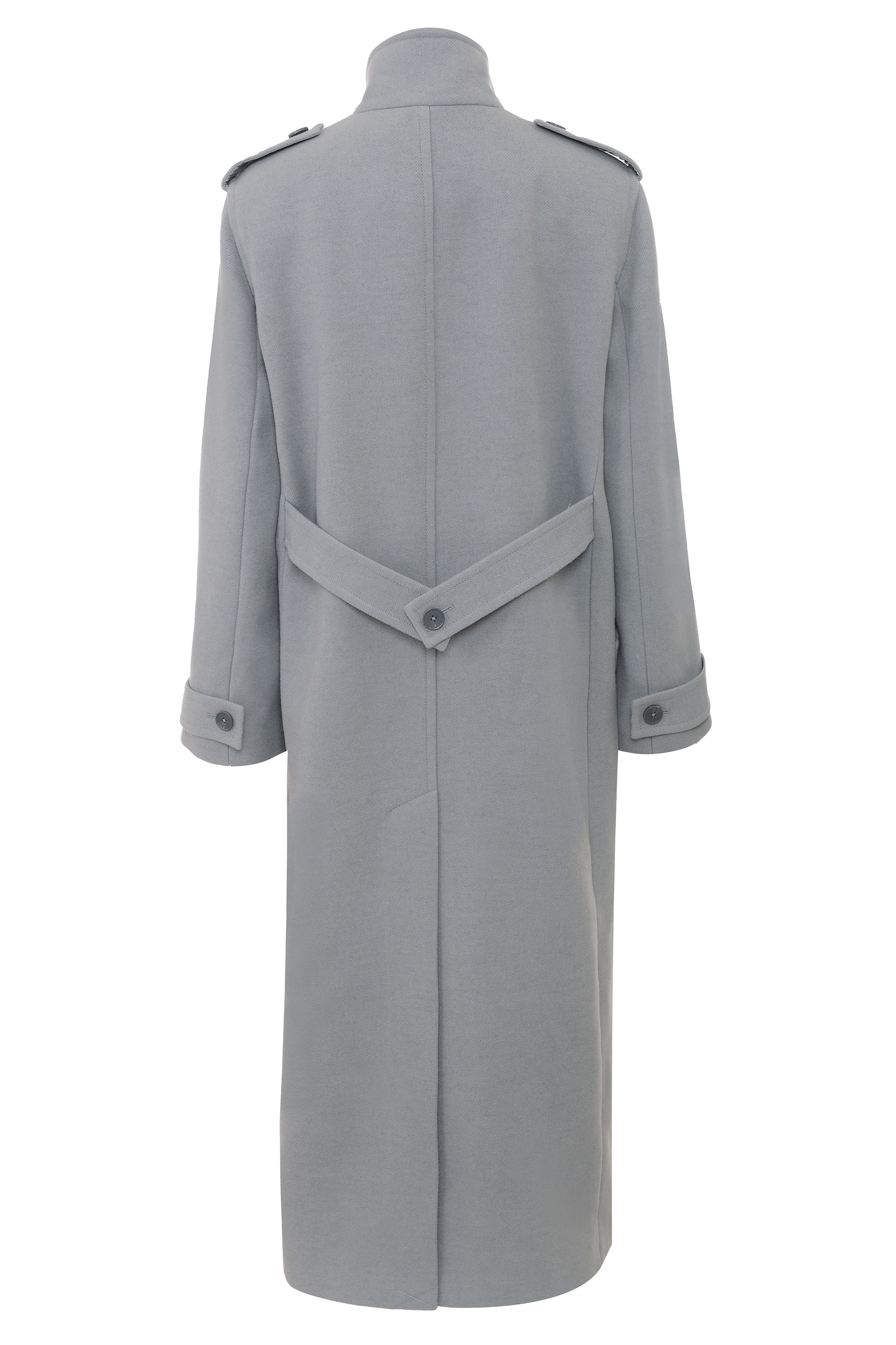 Sander-Grey Double Breasted Funnel Neck Coat