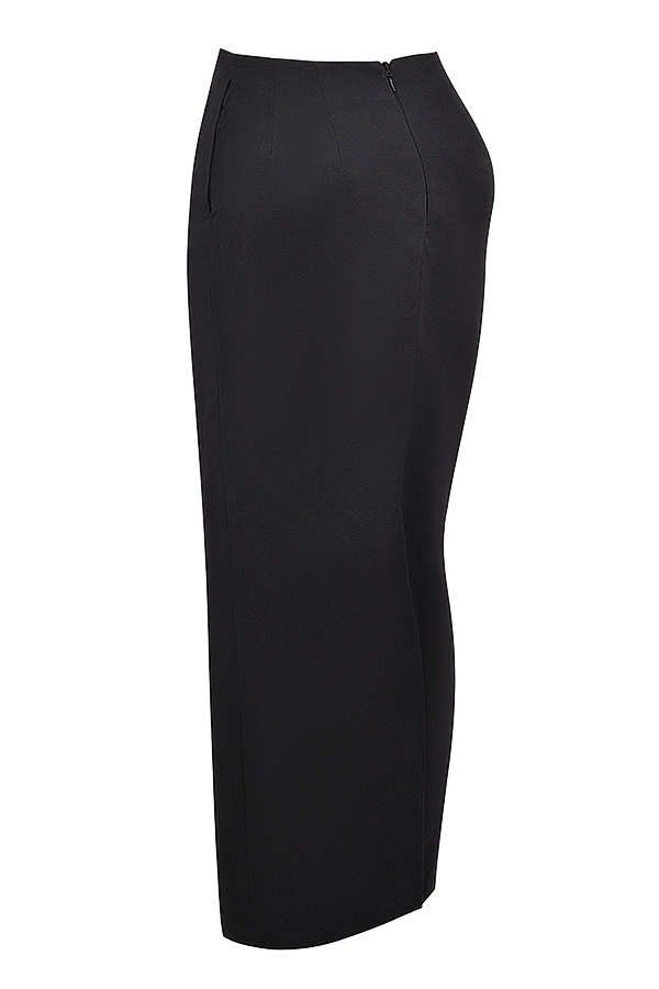 Hart-Black Twill Maxi Skirt