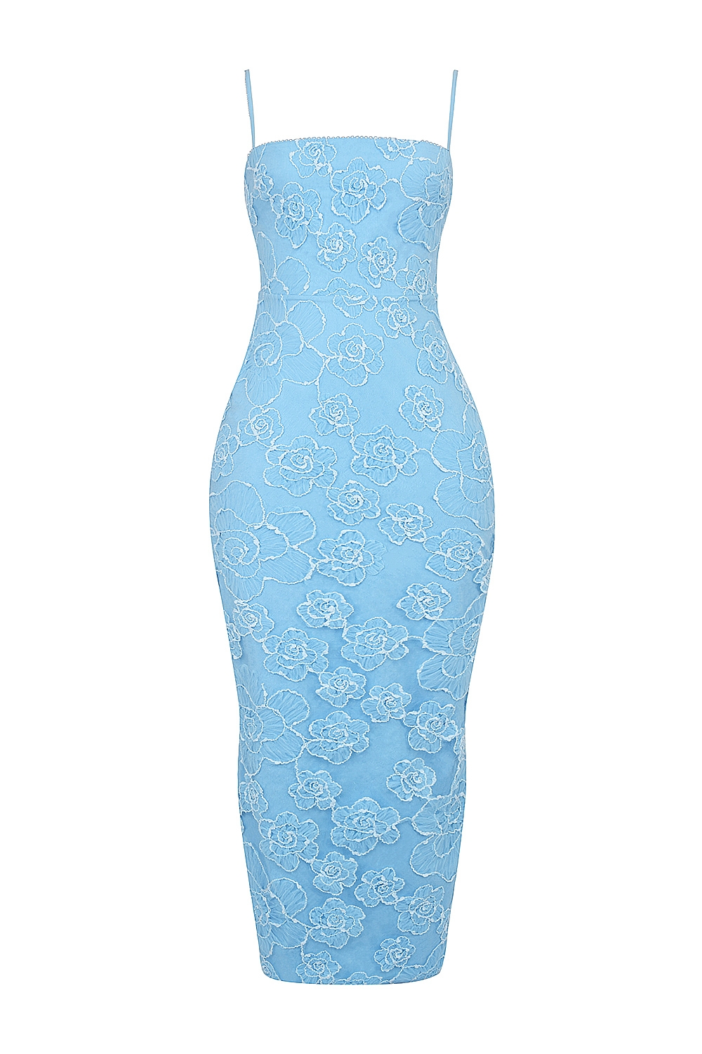 Eva-Tuscan Blue Embroidered Floral Maxi Dress