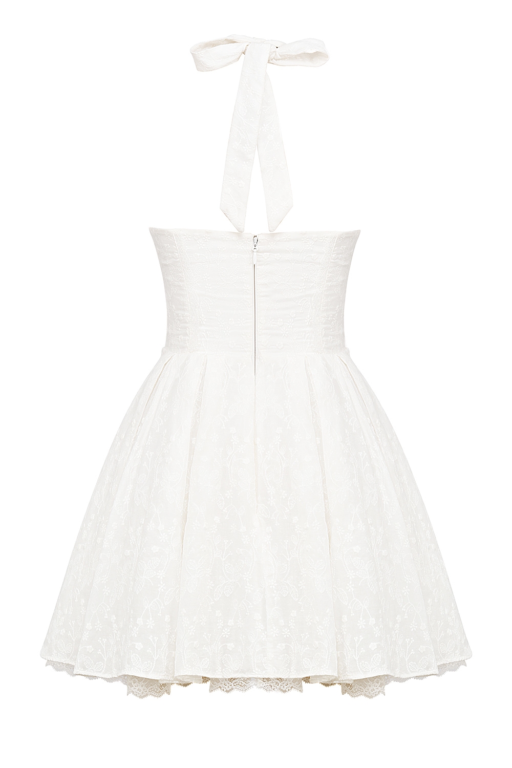 Harriet-White Broderie Anglais Halter Mini Dress
