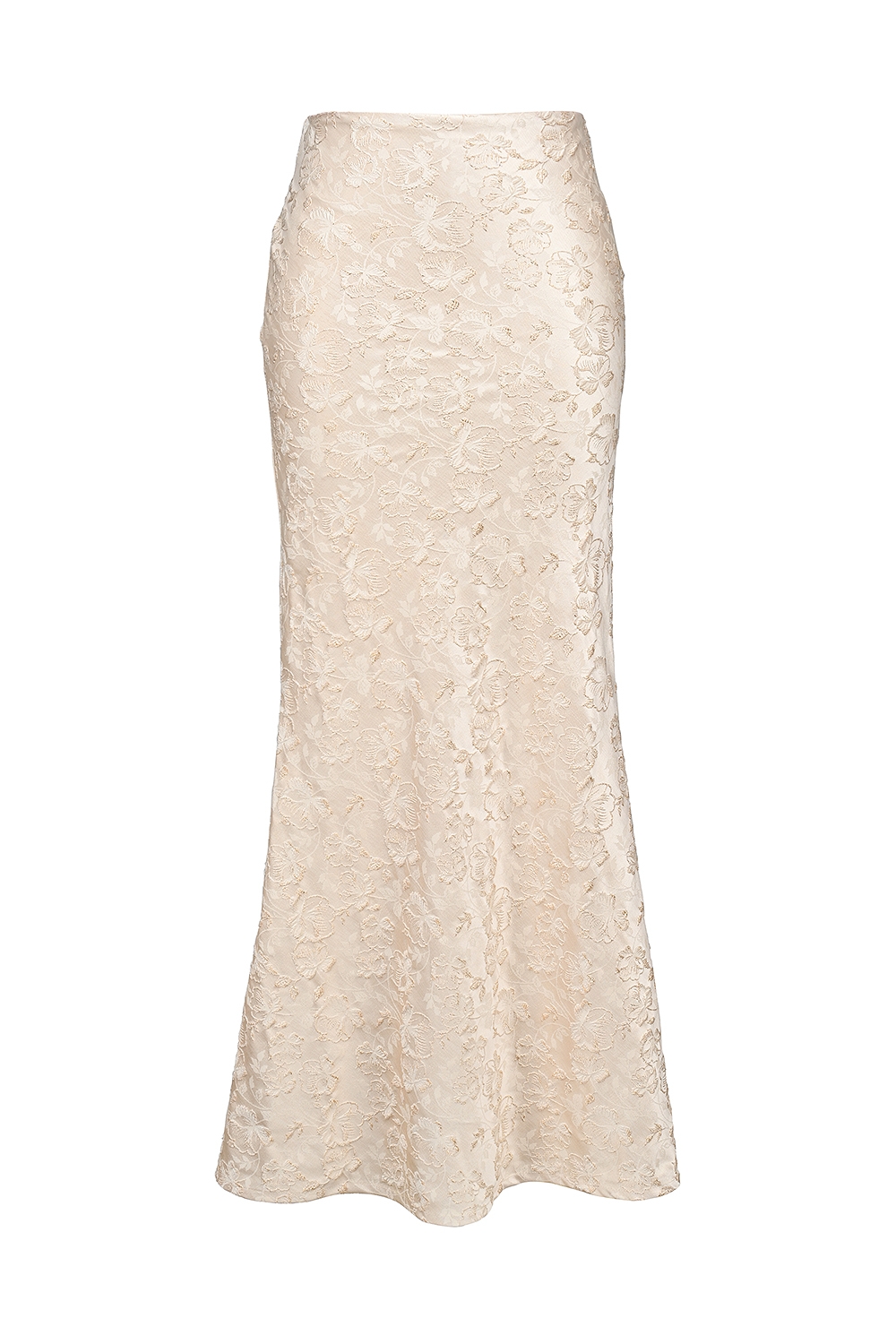 Mara-Ivory Metallic Jacquard Maxi Skirt