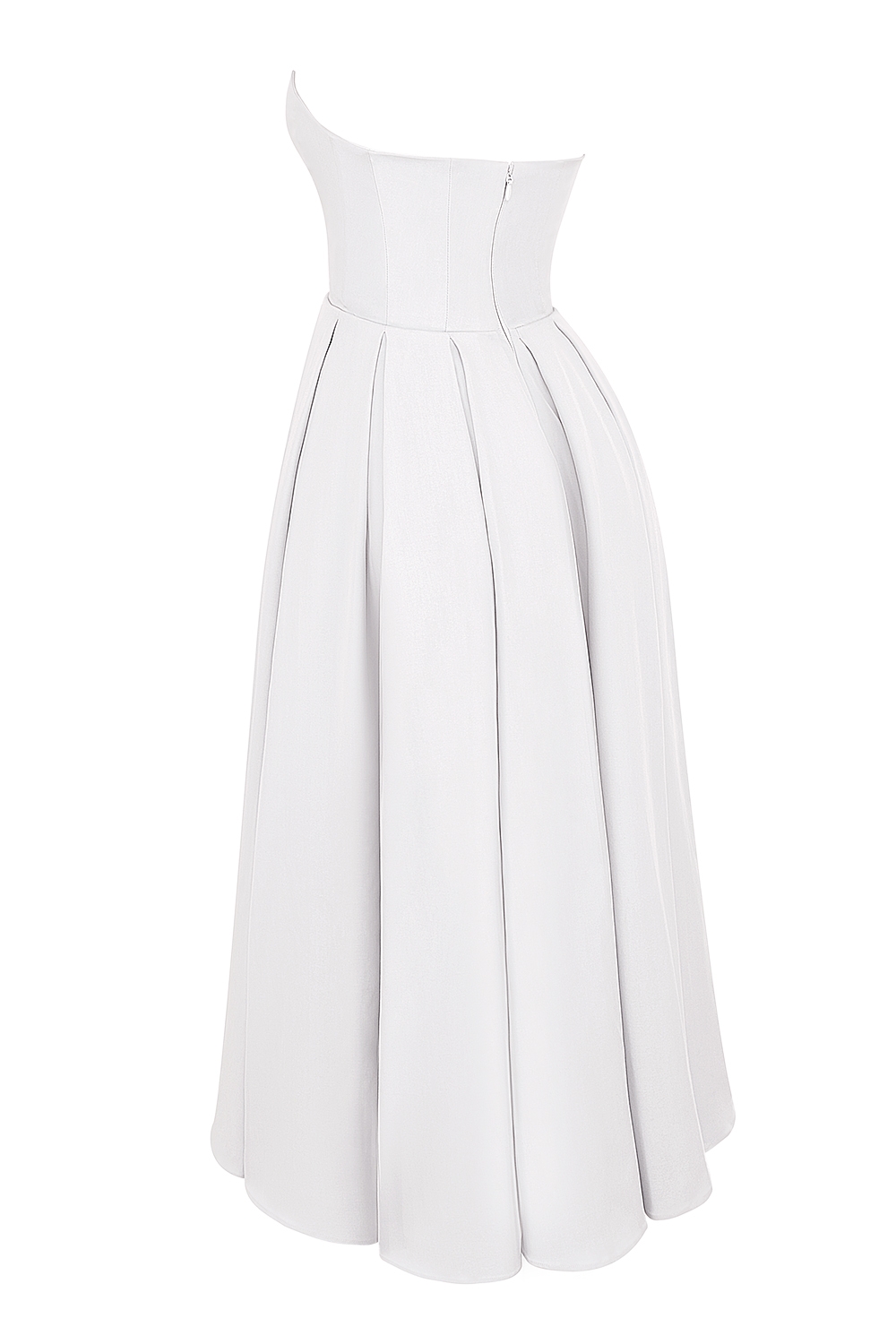 Audrey-White Strapless Midi Sundress