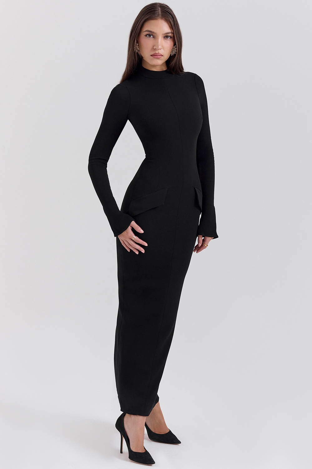 Marie-Louise-Black Turtleneck Maxi Dress