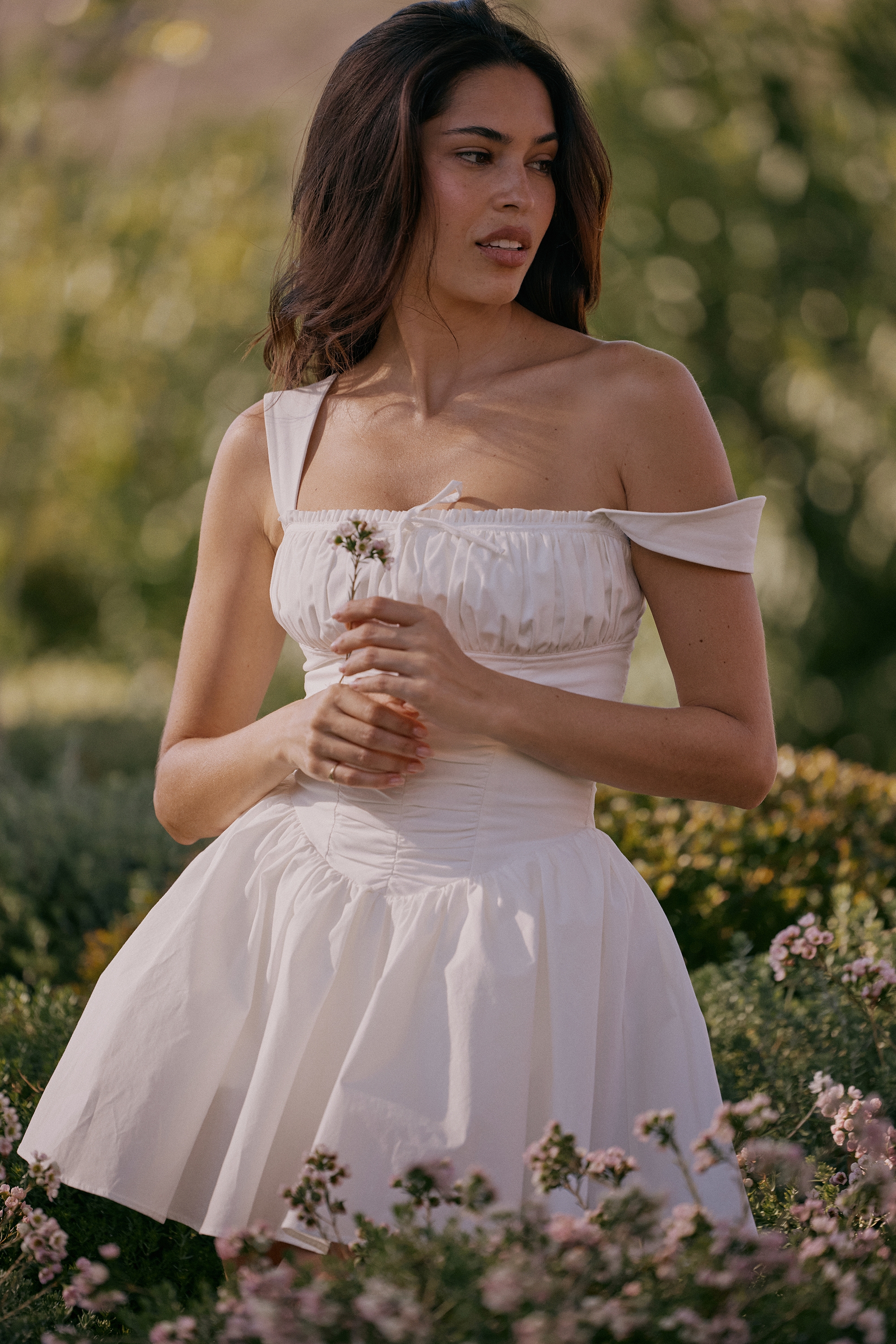 Ophelia-White Cotton Mini Dress With Bloomers