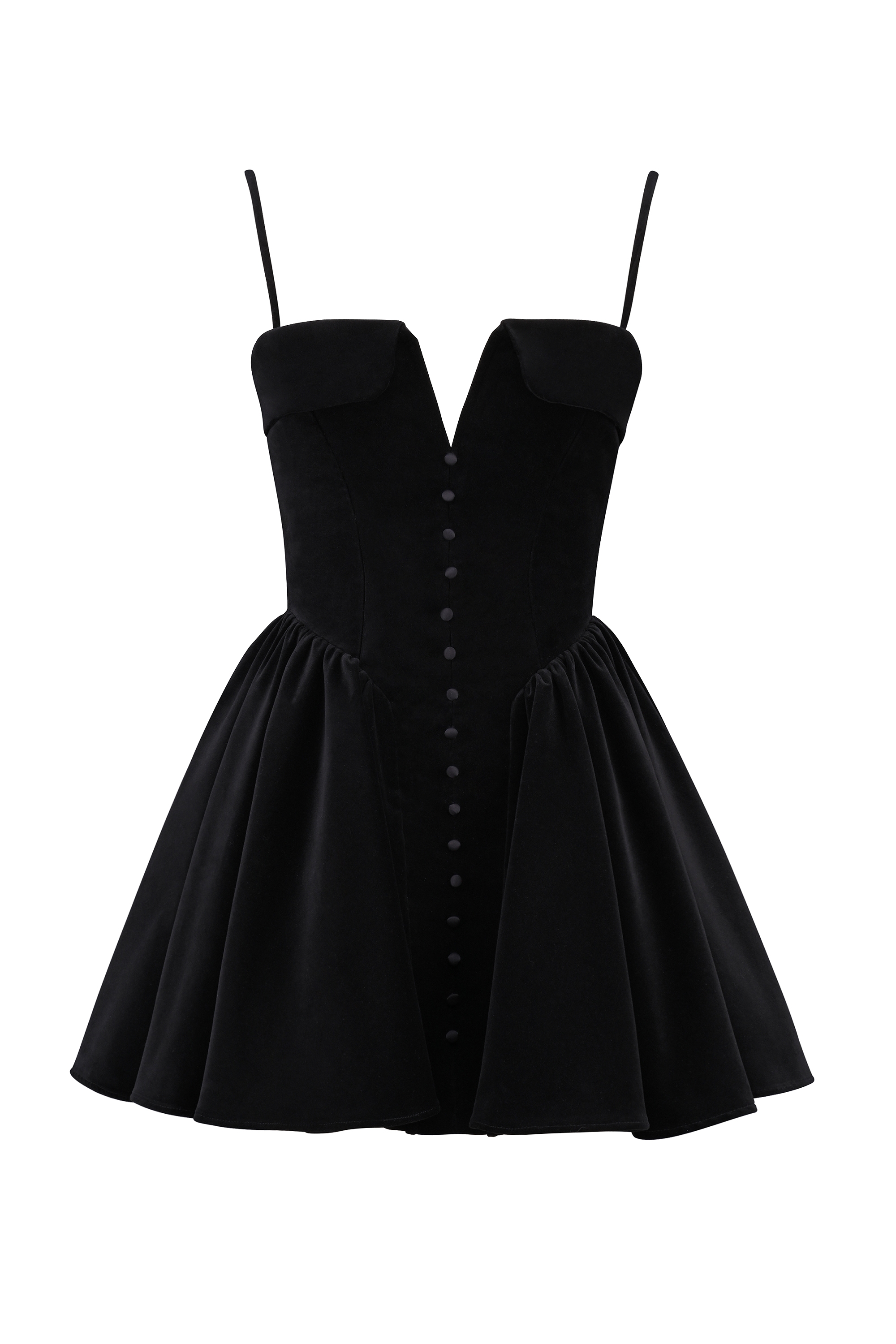 Selina-Black Velvet Tulle Mini Dress