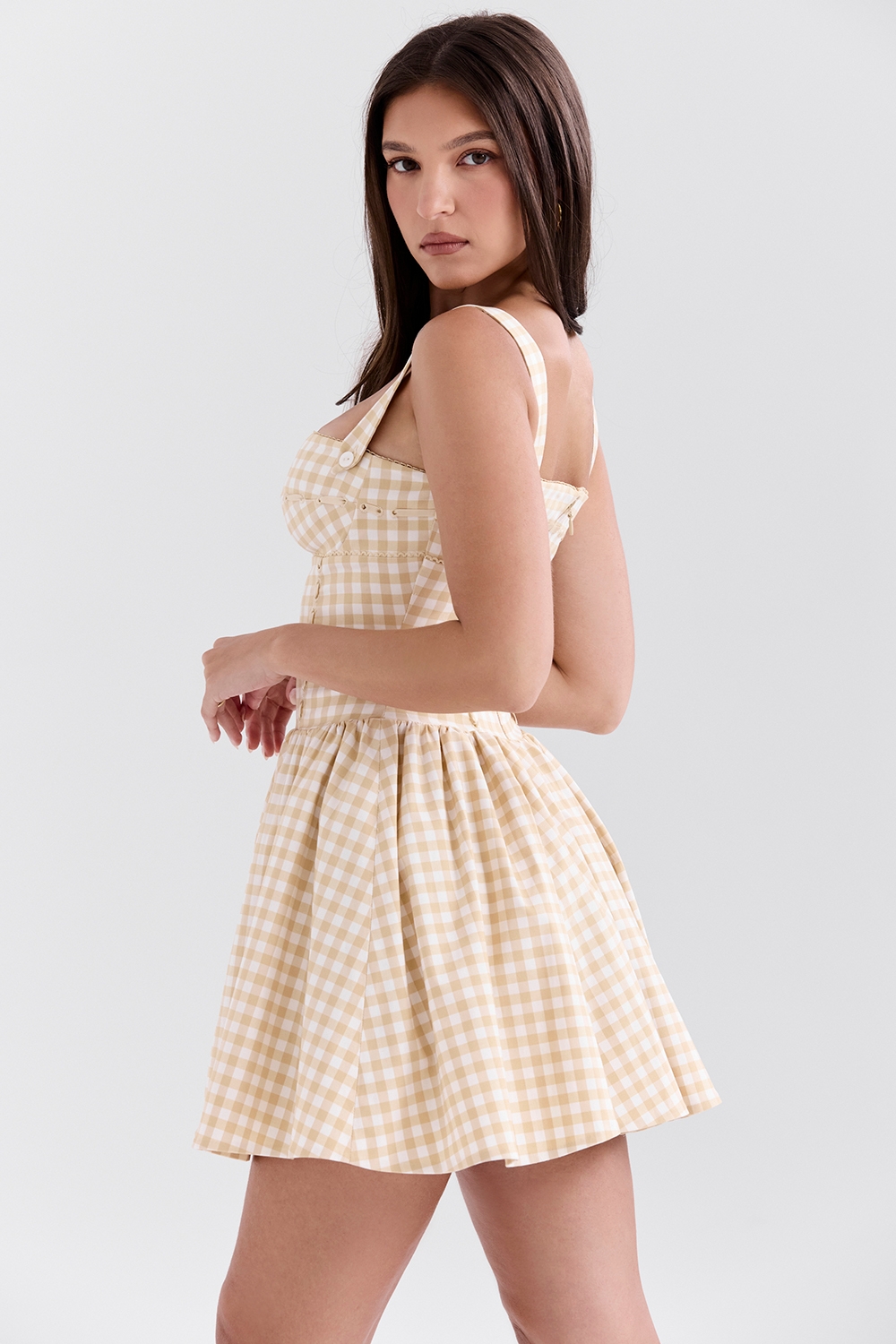 Isadora-Gingerbread Gingham Mini Dress