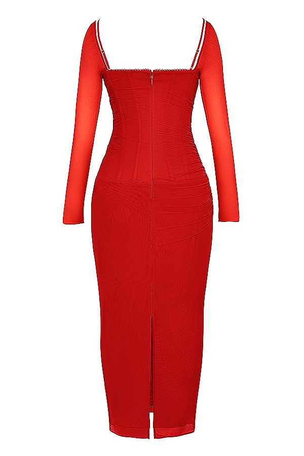 Katarina-Scarlet Long Sleeve Maxi Dress