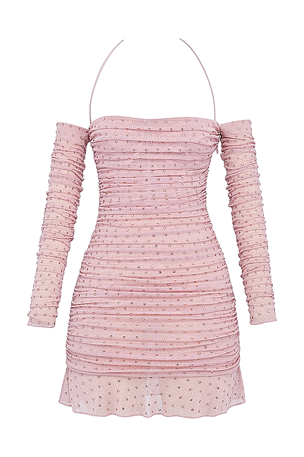 Estella-Soft Pink Crystallised Dress